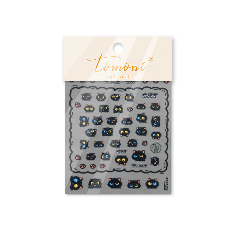 Adorable Black Cat Themed Nail Stickers - 30 PCS Thin yet Durable Flexible Nail Art Decals with Playful Kitty Designs for Women and Girls, Cute Animal Nail Decor