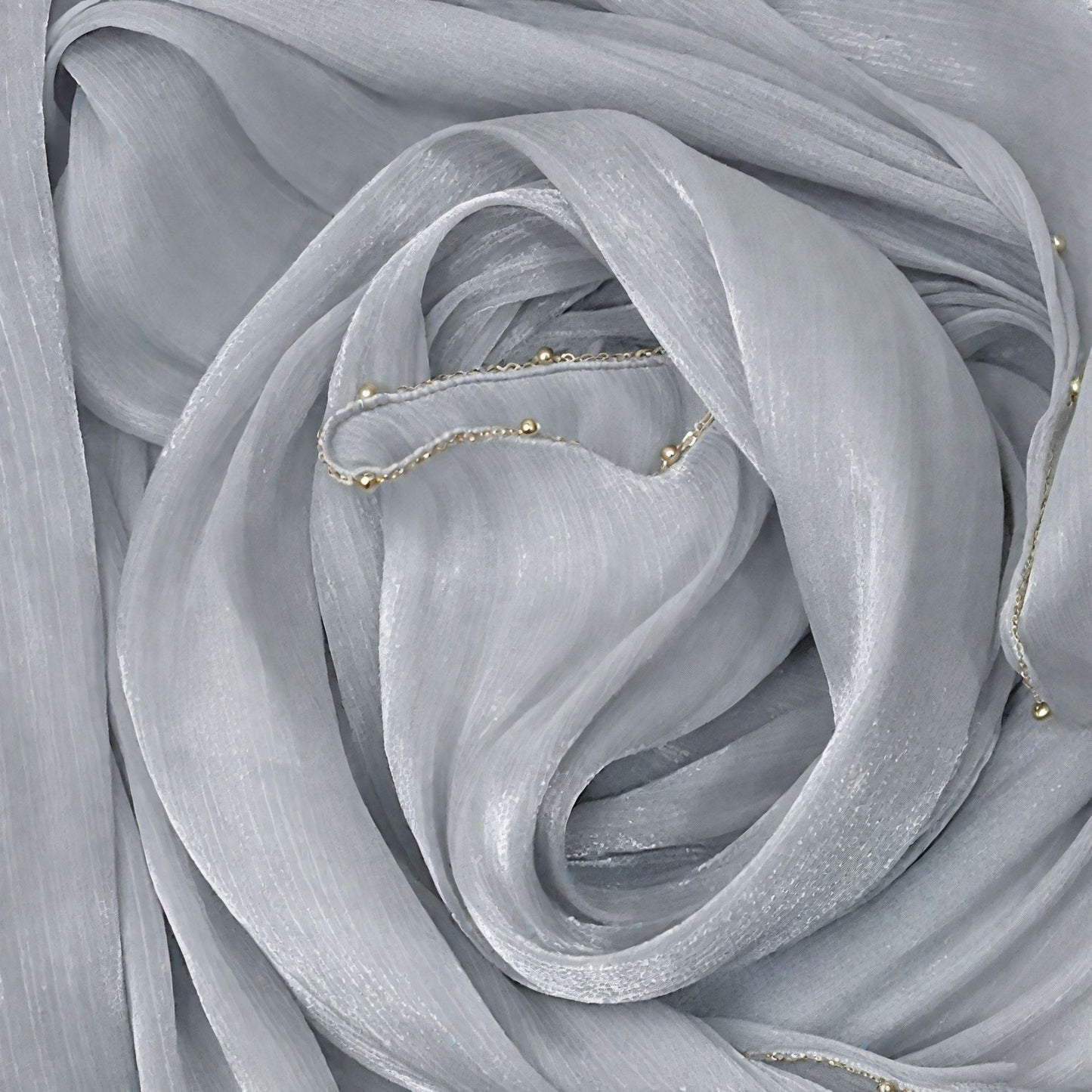 Shiny Satin Smooth Crepe Four-Sided Metal Chain Headscarf High-End Malay Middle Eastern Headscarf Arab
