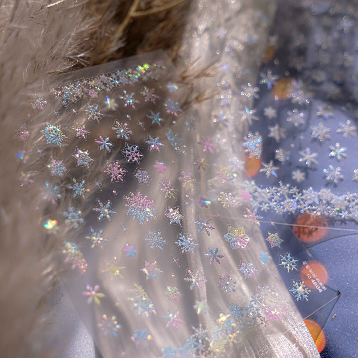 Pearl Shell Glow Snowflake Nail Stickers for Children - Colorful Winter Themed Nail Decals with Iridescent Shine, Non-Toxic & Waterproof Nail Art for Girls Boys