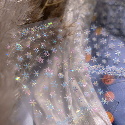 Pearl Shell Glow Snowflake Nail Stickers for Children - Colorful Winter Themed Nail Decals with Iridescent Shine, Non-Toxic & Waterproof Nail Art for Girls Boys