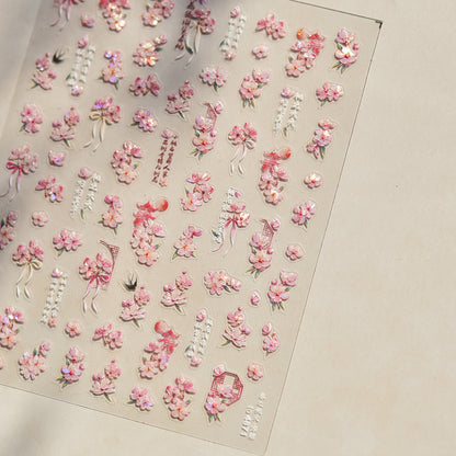 Embossed Nail Stickers Internet Celebrity Hot Style Ancient Style Spring Peach Blossom Nail Stickers Spring Peach Blossom Accessories Stickers