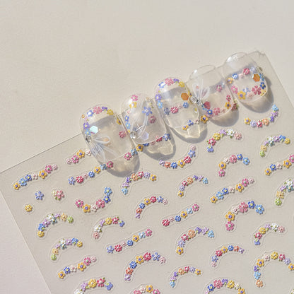 Fresh Small Flowers 3D Embossed Nail Stickers - Delicate Floral Nail Art Decals with Dimensional Petal Designs, Spring Bloom Nail Decor for Women, Salon-Quality Manicure
