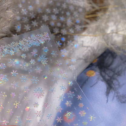 Pearl Shell Glow Snowflake Nail Stickers for Children - Colorful Winter Themed Nail Decals with Iridescent Shine, Non-Toxic & Waterproof Nail Art for Girls Boys