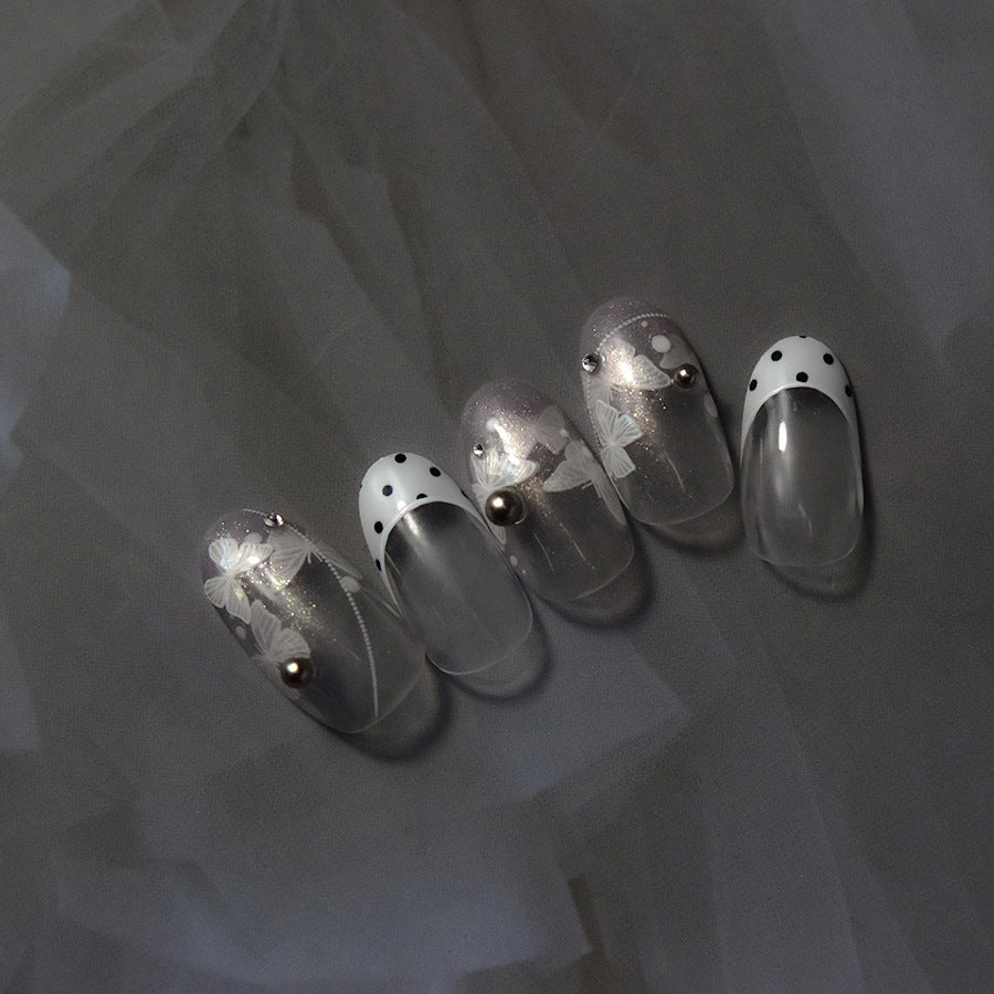 Shell Light Nail Stickers Hot-Selling Retro Nail Stickers Factory Wholesale Little White Butterfly Stickers3888