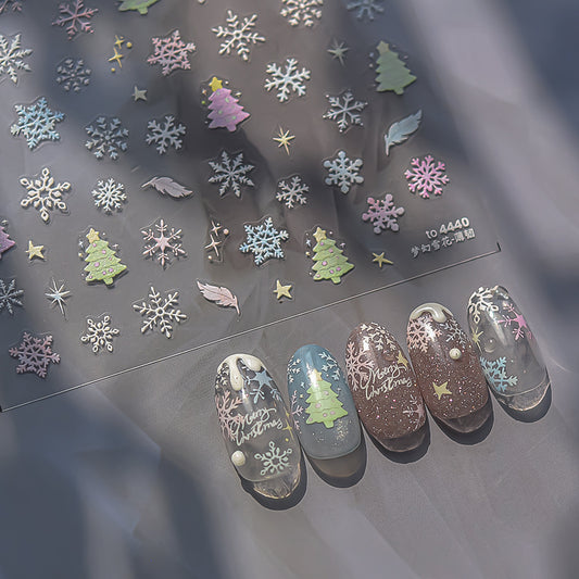Christmas Holiday Nail Stickers - Ultra Thin yet Durable Festive Nail Art Decals with 3D Embossed Designs for Holiday Parties, Winter Themed Manicure Accessories