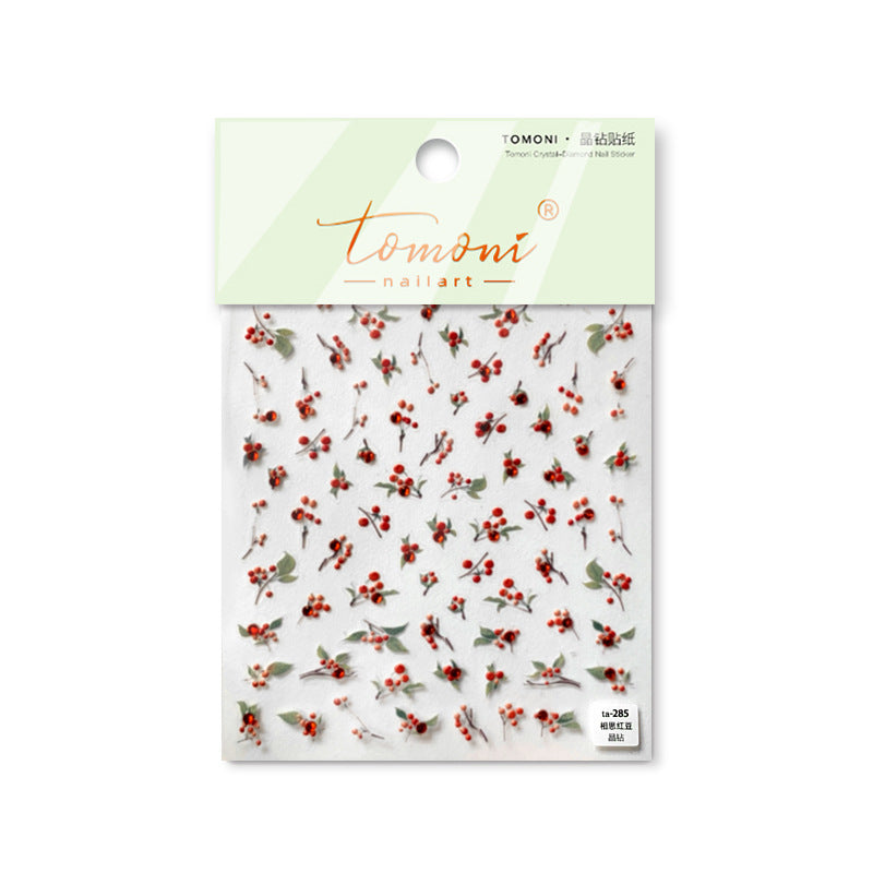Crystal Diamond Nail Stickers Nail Stickers Acacia Red Bean