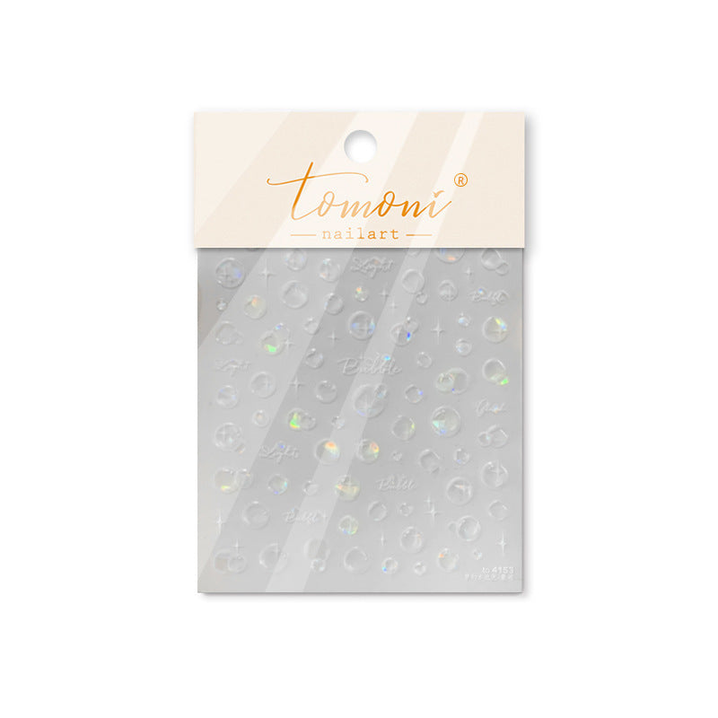 3D Glossy Dolphin Nail Stickers with Pearl Bubbles - Summer Water Light Nail Art Decals, Shimmering Ocean Theme Nail Designs with Shell Glow Effect