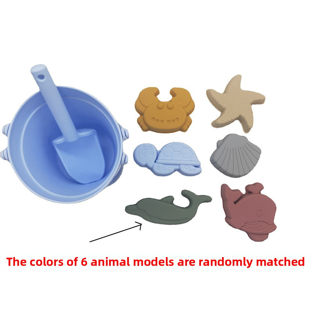 Silicone Family Beach Toys Sand Play Set - 10PCS Soft Safe Sandcastle Molds & Digging Tools for Kids Toddlers, Waterproof Seaside Vacation Sandbox Toys for Malaysia Beaches