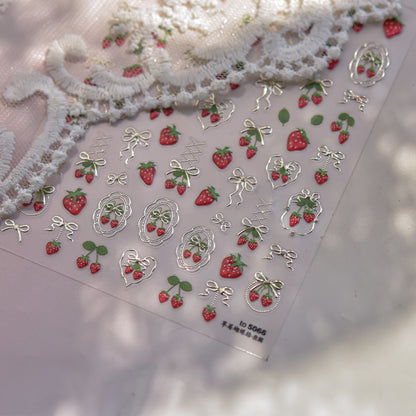 Jelly Nail Stickers Ins Nail Stickers Handmade DIY Strawberry Fruit Auxiliary Stickers Cherry Decorations Accessories