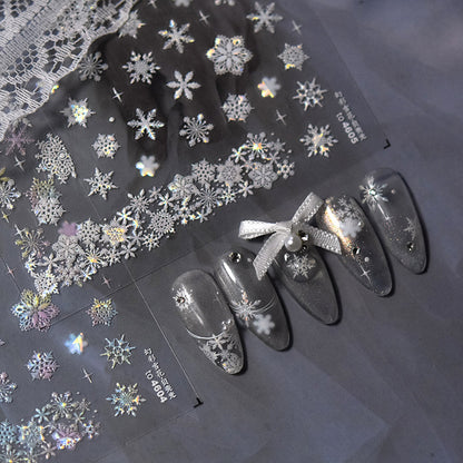 Pearl Shell Glow Snowflake Nail Stickers for Children - Colorful Winter Themed Nail Decals with Iridescent Shine, Non-Toxic & Waterproof Nail Art for Girls Boys