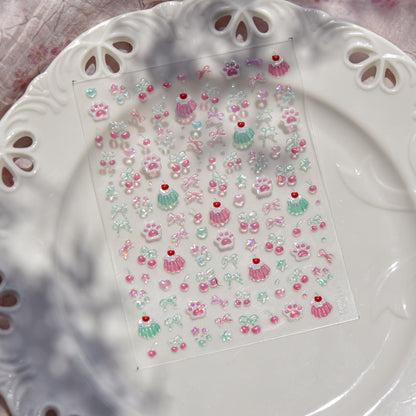 Jelly Nail Stickers Cute Girls Nail Stickers Cherry Pudding Nail Auxiliary Stickers