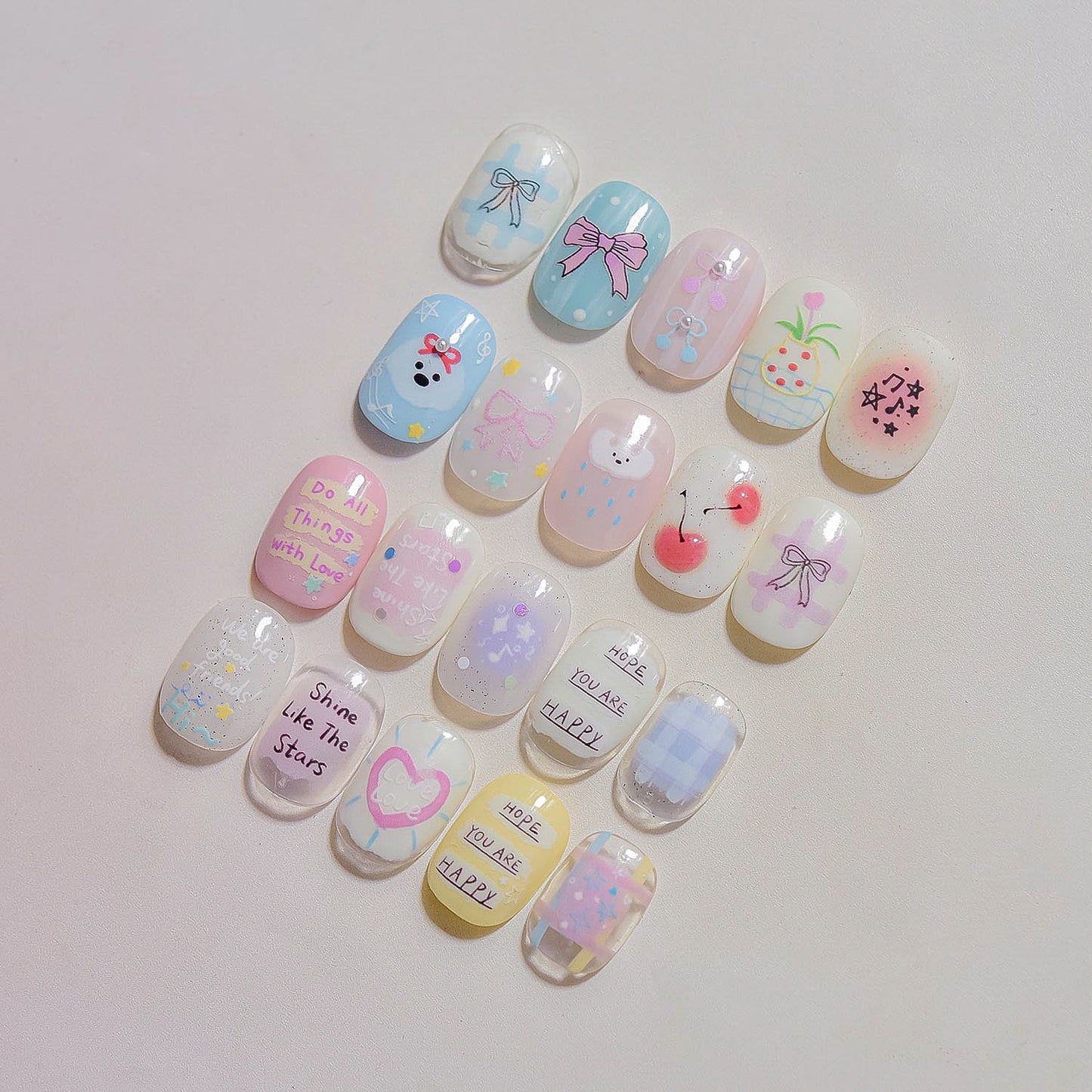 Collage Doodle Shell Effect Nail Stickers for Kids - Iridescent Pearl Nail Art Decals with Fun Patterns, Non-Toxic & Easy to Apply Nail Decor for Children