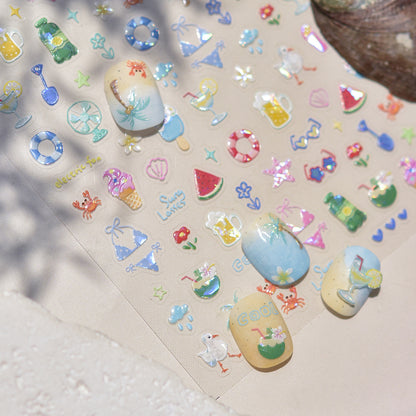 Jelly Nail Stickers Hot-selling Cute Nail Stickers Watermelon Ice Cream Decorations Nail Art