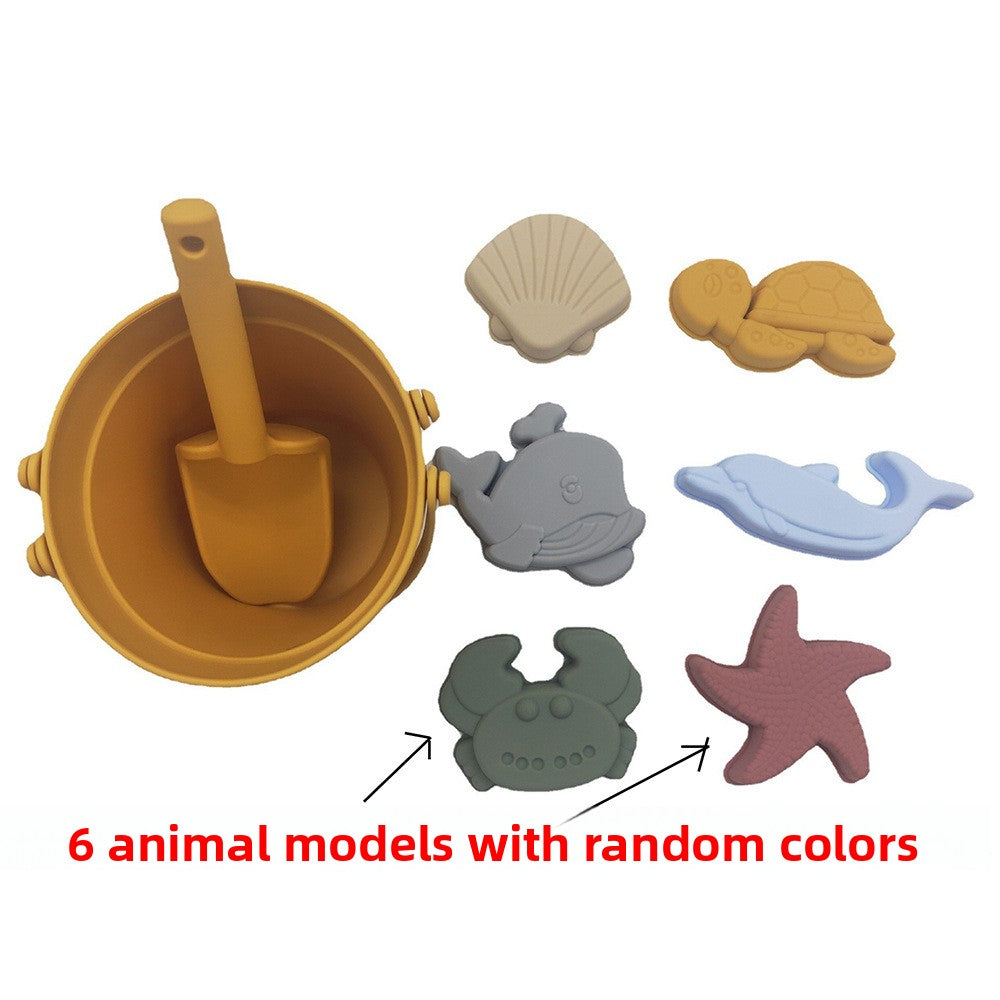 Silicone Family Beach Toys Sand Play Set - 10PCS Soft Safe Sandcastle Molds & Digging Tools for Kids Toddlers, Waterproof Seaside Vacation Sandbox Toys for Malaysia Beaches