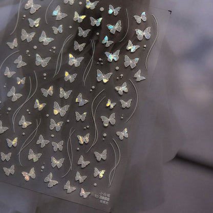 Shell Light Nail Stickers Hot-Selling Retro Nail Stickers Factory Wholesale Little White Butterfly Stickers3888