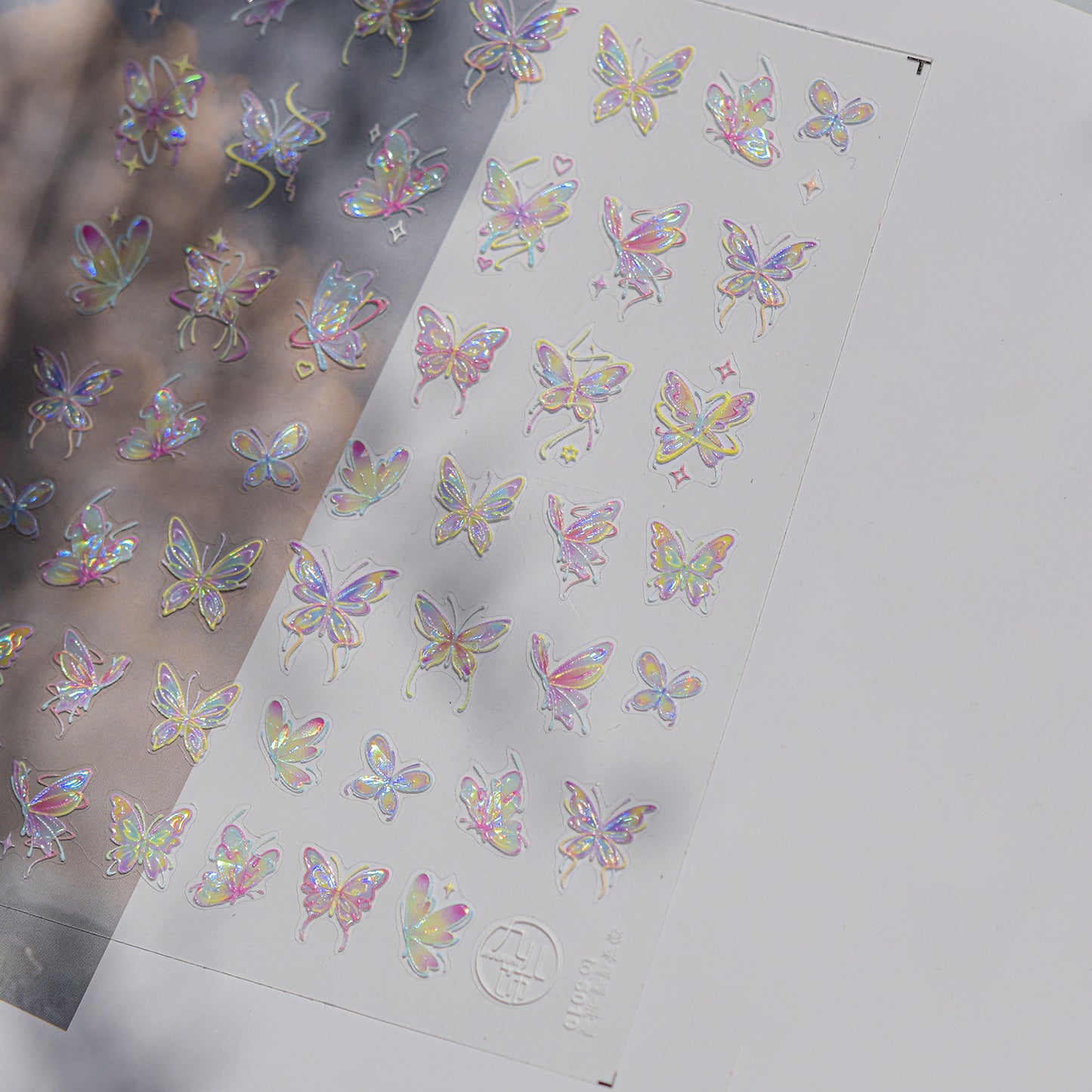 3D Colorful Butterfly Embossed Nail Stickers - Dimensional Flying Butterfly Nail Art Decals with Pearlescent Effects, Realistic Wing Textures for Women