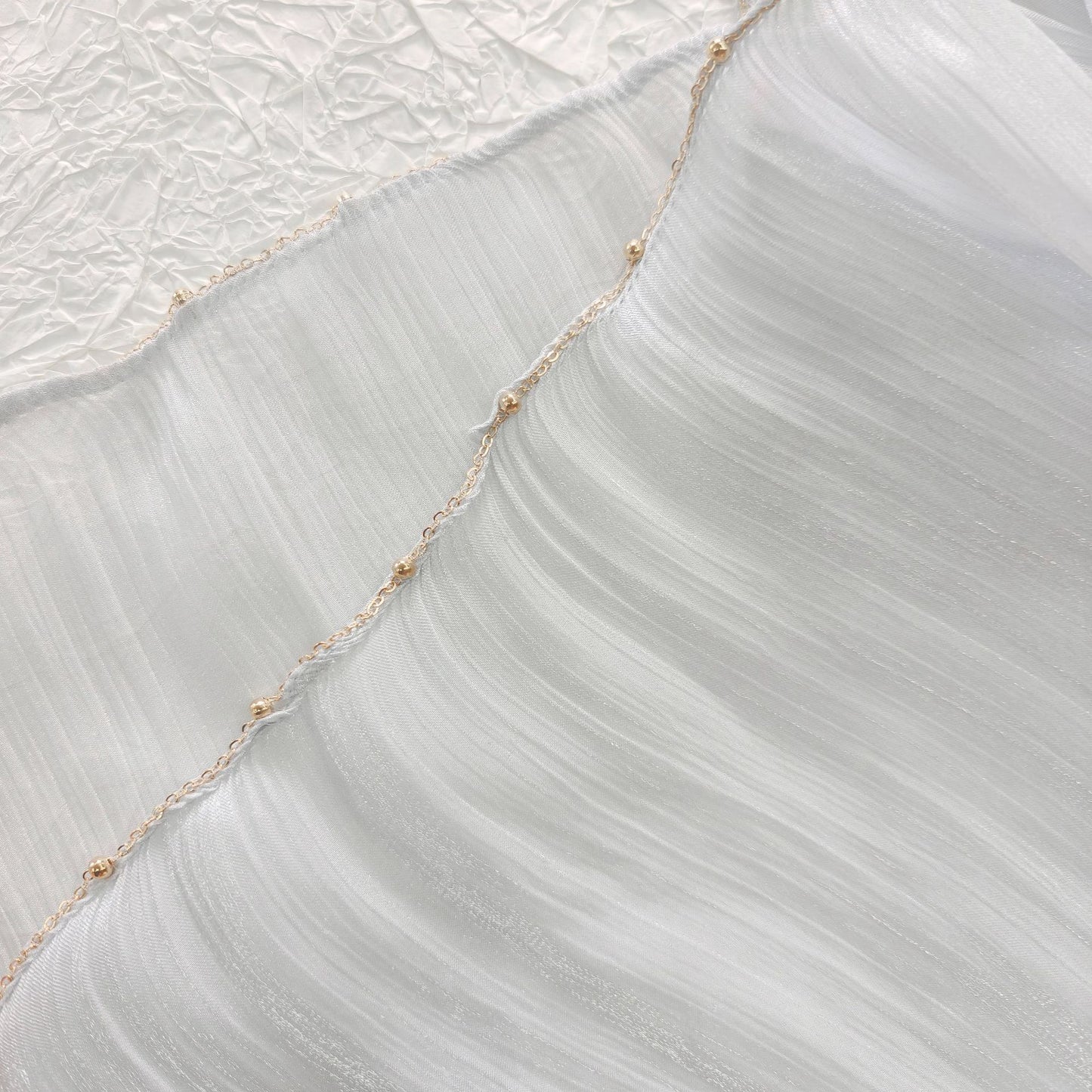 Shiny Satin Smooth Crepe Four-Sided Metal Chain Headscarf High-End Malay Middle Eastern Headscarf Arab