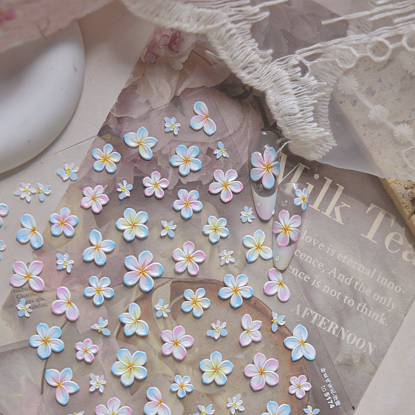 Embossed Nail Stickers Simple Sunshine Fresh Nail Stickers Passionate Frangipani Summer Vacation Series