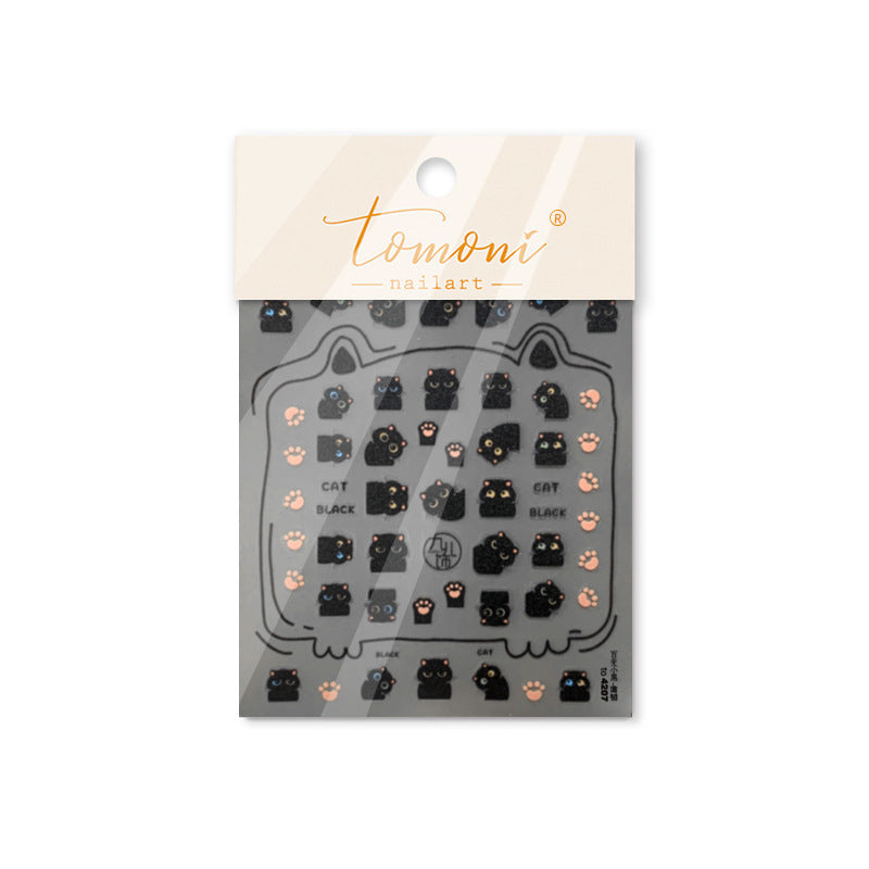 Adorable Black Cat Themed Nail Stickers - 30 PCS Thin yet Durable Flexible Nail Art Decals with Playful Kitty Designs for Women and Girls, Cute Animal Nail Decor