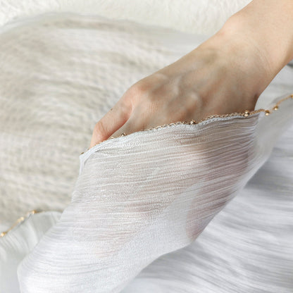 Shiny Satin Smooth Crepe Four-Sided Metal Chain Headscarf High-End Malay Middle Eastern Headscarf Arab