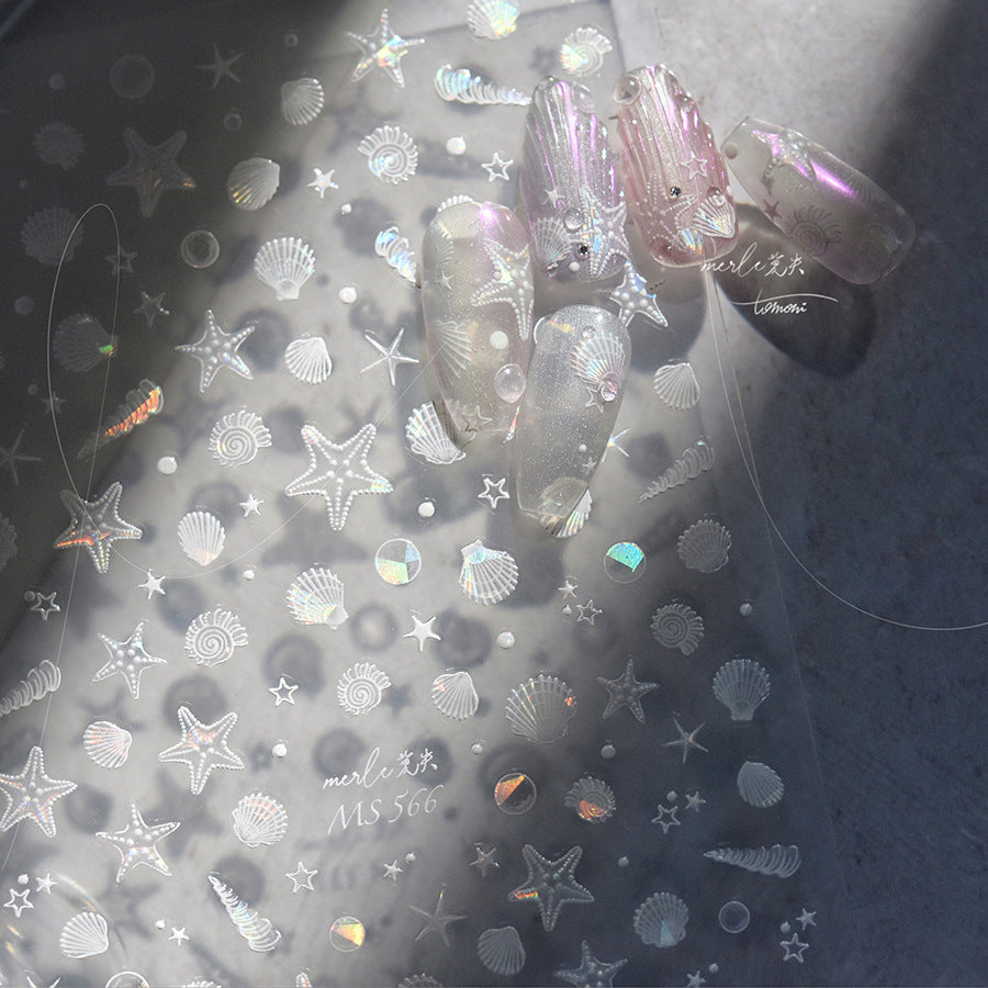 Shell Light Nail Stickers Ins High-End Feel Journal Nail Stickers Ocean Shell