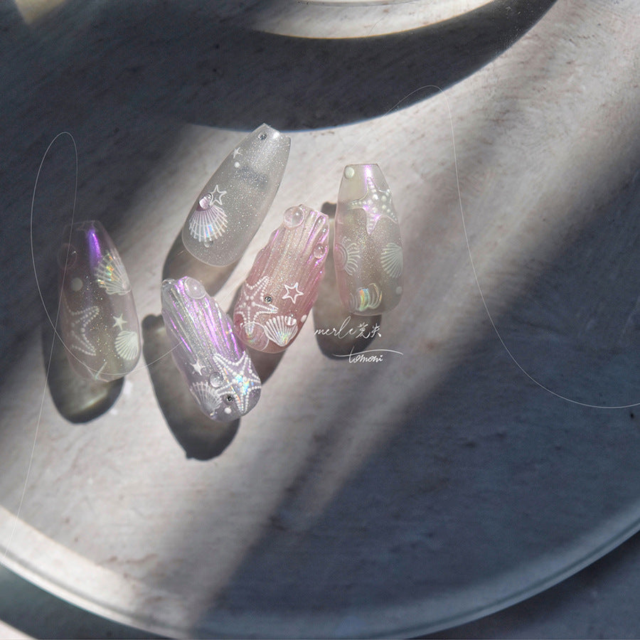 Shell Light Nail Stickers Ins High-End Feel Journal Nail Stickers Ocean Shell