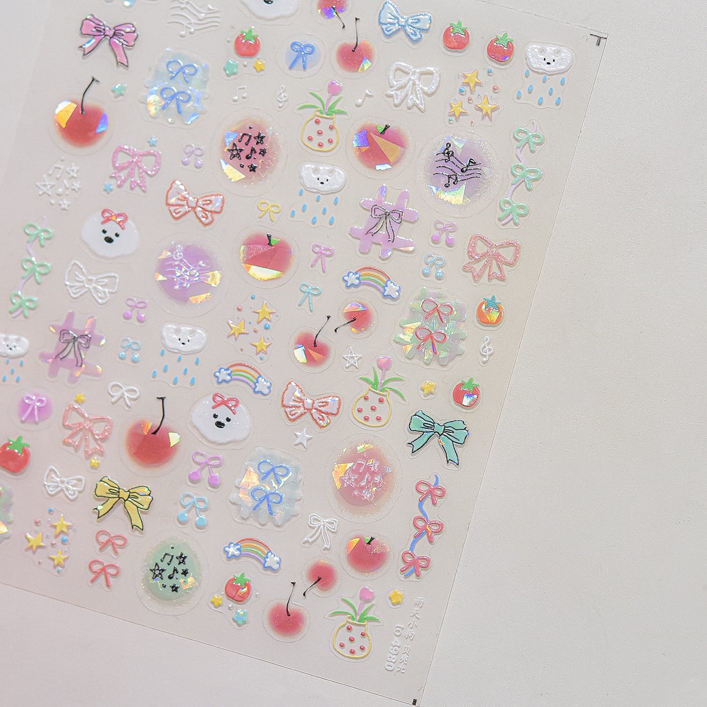 Collage Doodle Shell Effect Nail Stickers for Kids - Iridescent Pearl Nail Art Decals with Fun Patterns, Non-Toxic & Easy to Apply Nail Decor for Children