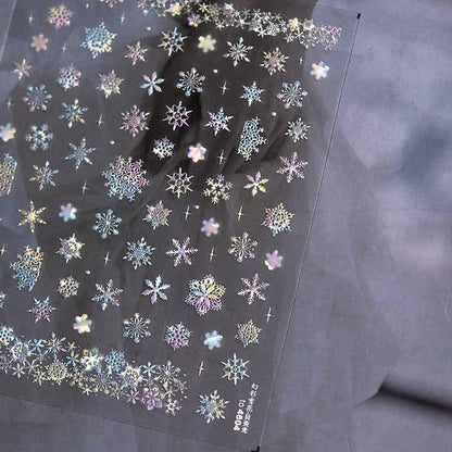 Pearl Shell Glow Snowflake Nail Stickers for Children - Colorful Winter Themed Nail Decals with Iridescent Shine, Non-Toxic & Waterproof Nail Art for Girls Boys