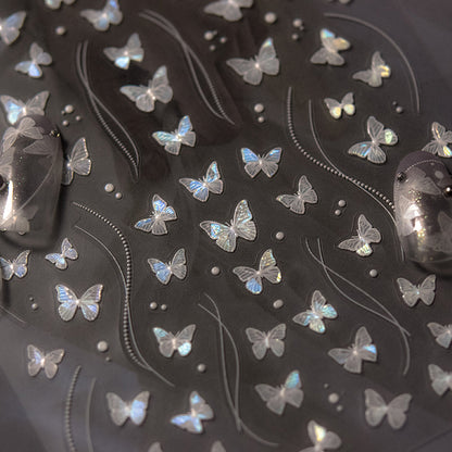 Shell Light Nail Stickers Hot-Selling Retro Nail Stickers Factory Wholesale Little White Butterfly Stickers3888