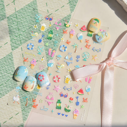 Jelly Nail Stickers Hot-selling Cute Nail Stickers Watermelon Ice Cream Decorations Nail Art