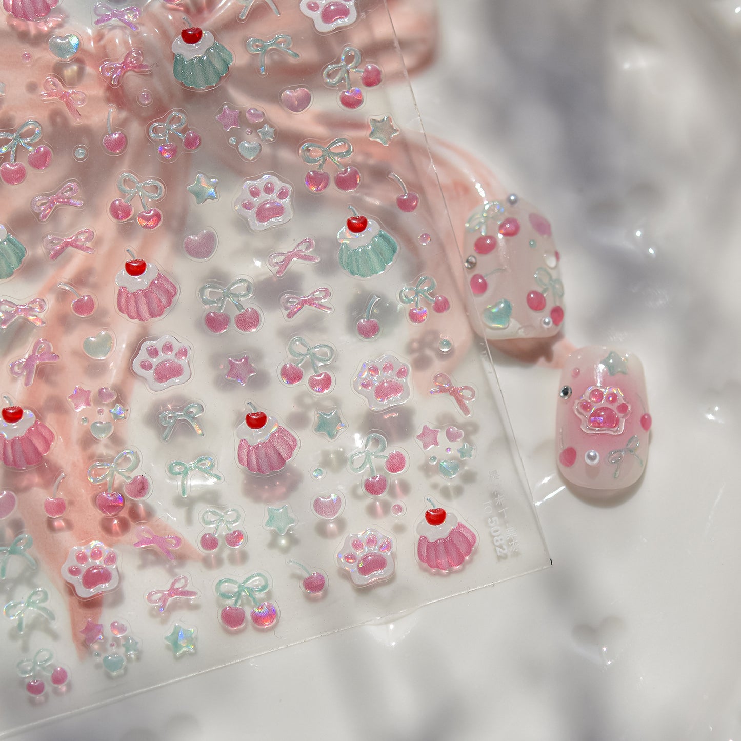 Jelly Nail Stickers Cute Girls Nail Stickers Cherry Pudding Nail Auxiliary Stickers