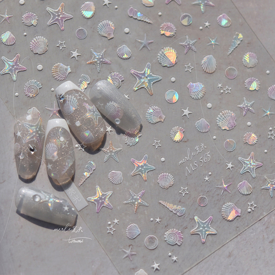 Shell Light Nail Stickers Ins High-End Feel Journal Nail Stickers Ocean Shell