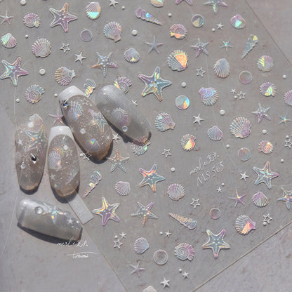 Shell Light Nail Stickers Ins High-End Feel Journal Nail Stickers Ocean Shell