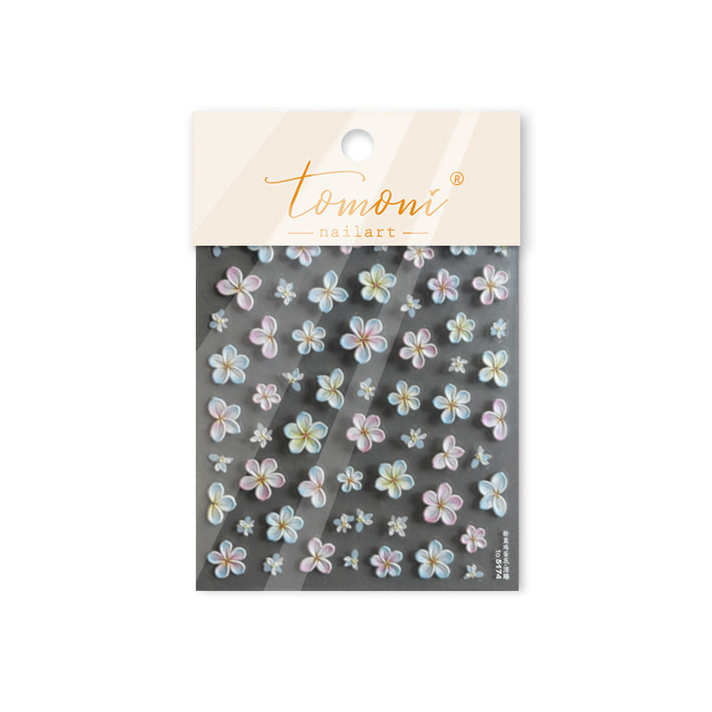Embossed Nail Stickers Simple Sunshine Fresh Nail Stickers Passionate Frangipani Summer Vacation Series