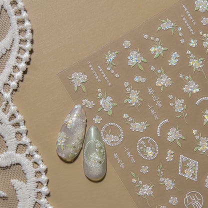 Embossed Nail Stickers Internet Celebrity Hot Style Ancient Style Spring Peach Blossom Nail Stickers Spring Peach Blossom Accessories Stickers