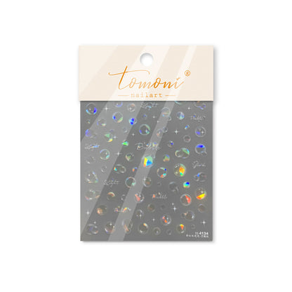 3D Glossy Dolphin Nail Stickers with Pearl Bubbles - Summer Water Light Nail Art Decals, Shimmering Ocean Theme Nail Designs with Shell Glow Effect
