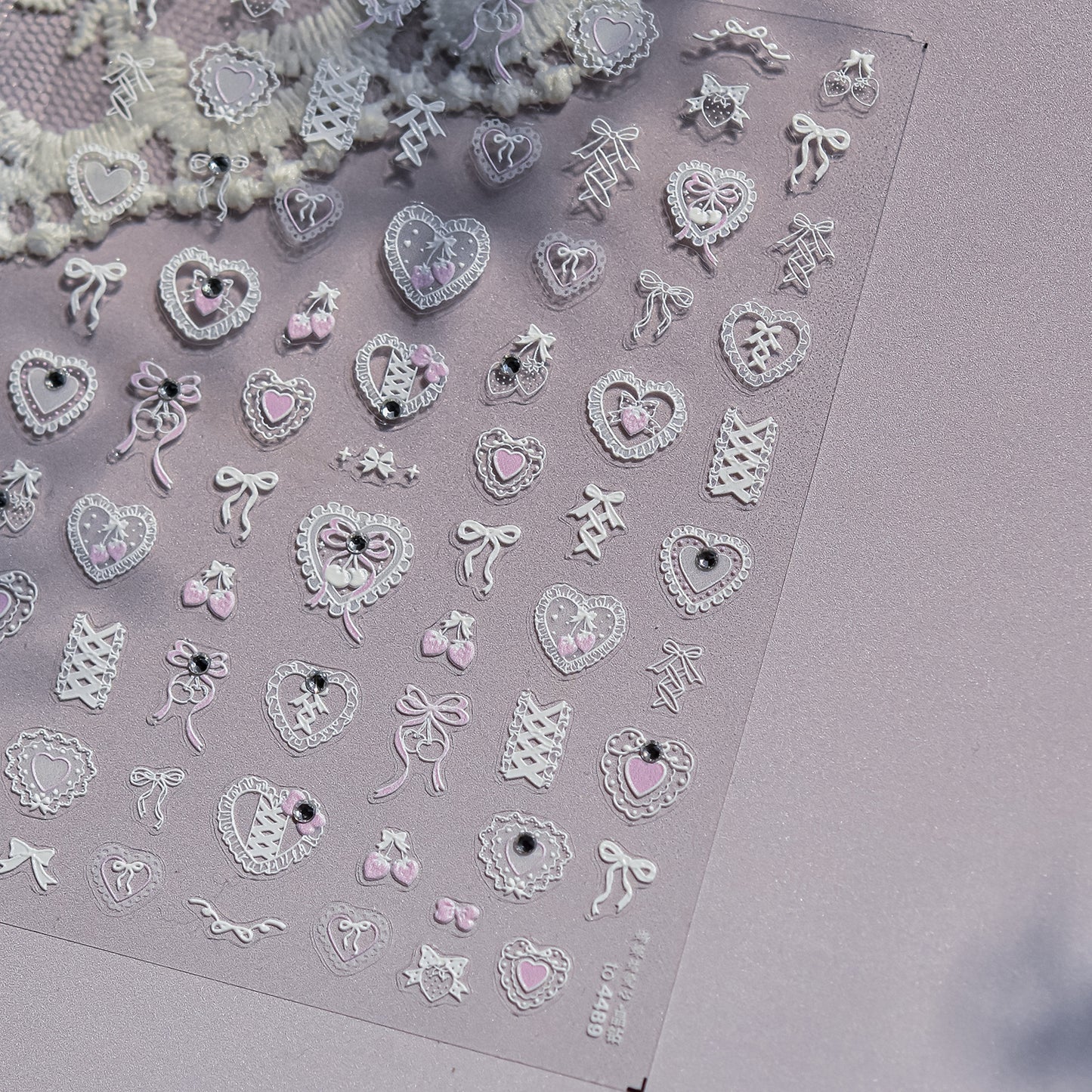 Romantic Heart Lace Crystal Nail Stickers - Delicate 3D Embossed Lace Patterns with Sparkling Rhinestones, Vintage Inspired Nail Art Decals for Women
