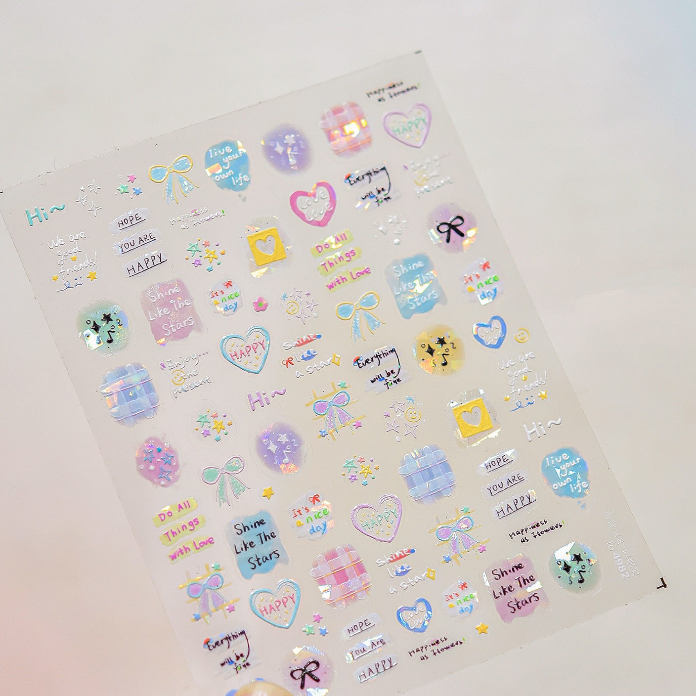 Collage Doodle Shell Effect Nail Stickers for Kids - Iridescent Pearl Nail Art Decals with Fun Patterns, Non-Toxic & Easy to Apply Nail Decor for Children