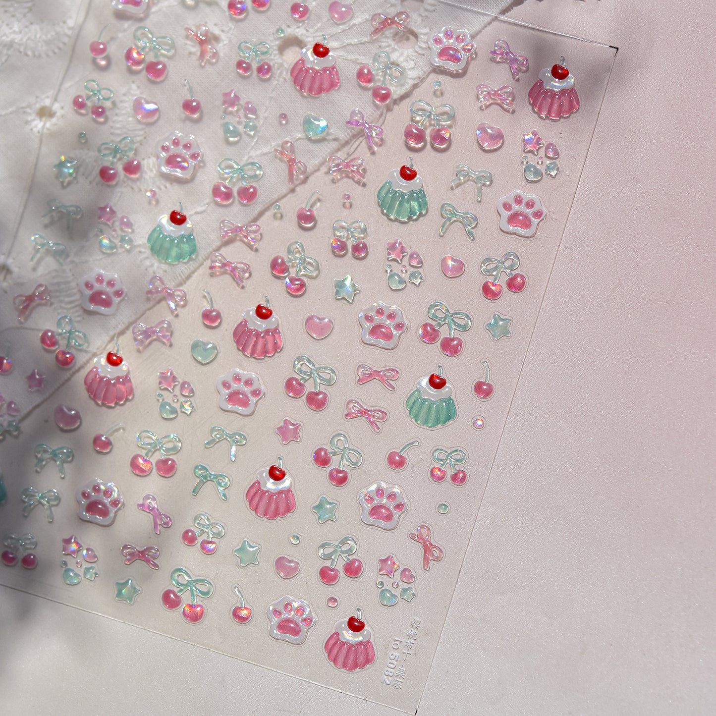 Jelly Nail Stickers Cute Girls Nail Stickers Cherry Pudding Nail Auxiliary Stickers