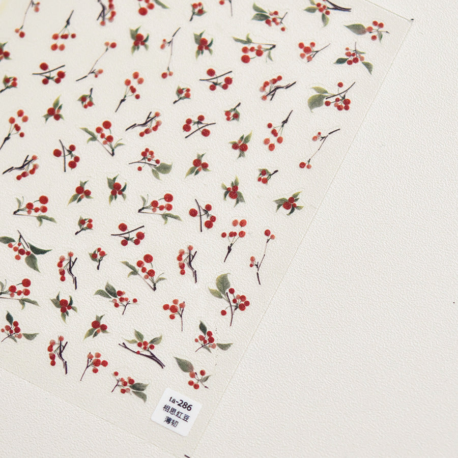 Crystal Diamond Nail Stickers Nail Stickers Acacia Red Bean