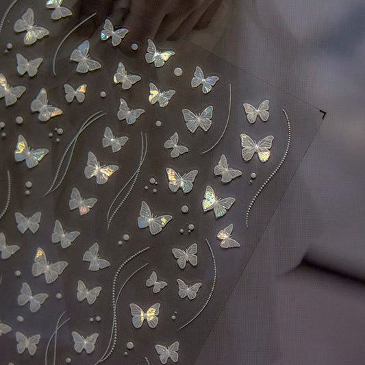 Shell Light Nail Stickers Hot-Selling Retro Nail Stickers Factory Wholesale Little White Butterfly Stickers3888