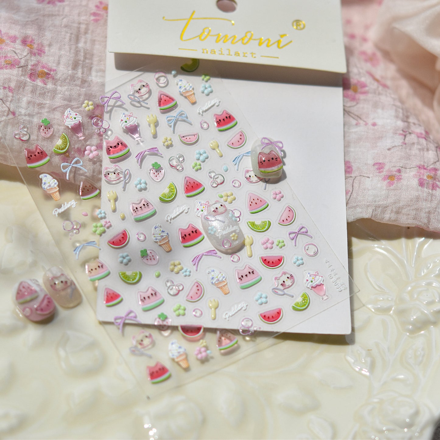 Jelly Nail Stickers Hot-selling Cute Nail Stickers Watermelon Ice Cream Decorations Nail Art